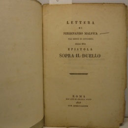 Lettera del Cav. Griffi uno dei 12 Eletti del Minicipio di Napoli nel 1860…..al Barone Commendatore Ferdinando Malvica.»