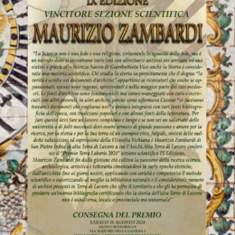 “PREMIO TERRA LABORIS 2024 SEZIONE SCIENTIFICA” IX EDIZIONE A MAURIZIO ZAMBARDI